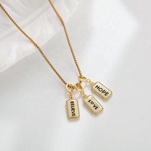Colgantes con Palabras Inspiradoras |   Dijes Rectangulares con Letras de Latón Chapado en Oro de 18K y Micro Pavé de Circonitas para Creación de Joyería DIY - Product Image 4