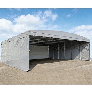 Tente mobile pliable L10m* W 5m*H 3m - Auvent télescopique rétractable portable pour garage extérieur, abri de voiture, abri pour véhicule - Product Image 1
