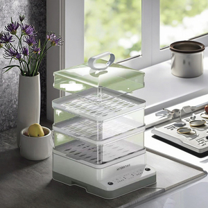 Vaporizador de alimentos eléctrico de tres capas de 33L de calidad garantizada para cocina doméstica, utensilios de cocina inteligentes, plástico de grado alimenticio - Product Image 5