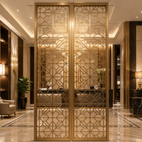 Paravent de luxe en or à motif géométrique, 2 panneaux, séparateur de pièce, motif diamant, cloison métallique sur mesure pour hôtel et villa