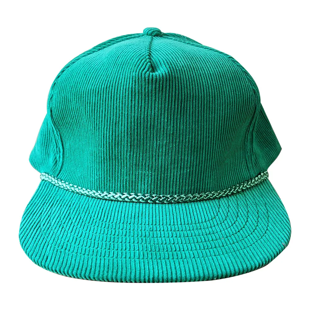 Giá rẻ tùy chỉnh cổ điển năm bảng màu xanh lá cây vải to sợi sombreros chạy Snapback Cap, không có cấu trúc 5 bảng tùy chỉnh dây Snapback