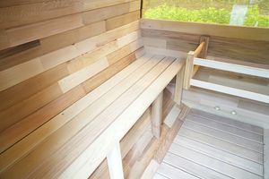Cedro rojo <span class=keywords><strong>canadiense</strong></span> 2-6 personas Sauna al aire libre Precio de fábrica Jardín Buen medio vidrio Multi-End Barril de madera Sauna al aire libre - Product Image 6