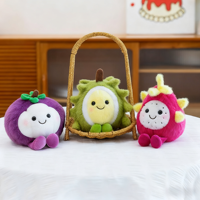 Nouveauté 2026 : Petits jouets en peluche mignons en forme de fruits (Pêche, Melon Hami, Fruit du dragon, Durian, Kaki, Mangoustan) – Personnalisation OEM