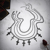YW Chaînes De Mode Halloween Multi-Couche Croix Gland Collier Bijoux Sautoirs Colliers