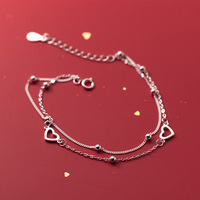 Bracelet d'amour doux tempérament coréen Bracelet Design Double couche Dongdaemun BFF étudiant creux perle ronde Bracelet en forme de coeur