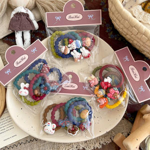 Nouveau lot de 5 bandeaux pour enfants à motifs de dessins animés pour l'automne et l'hiver, <span class=keywords><strong>coiffure</strong></span> chignon très élastique, accessoire capillaire mignon en sachet - Product Image 3