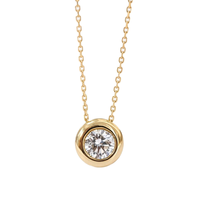 Collier Pendentif Minimaliste Personnalisé en Or Jaune/Blanc/Rose 18 carats avec Breloque Bulle, Diamant de Laboratoire Taille Brillant Certifié IGI pour Femme