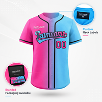 Maillot de baseball personnalisé en gros, manches courtes, boutons sur le devant, impression du nom et du numéro de l'équipe, couleur dégradée, pour adultes