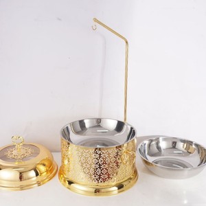 Réchaud de buffet circulaire en acier inoxydable doré 8L pour hôtels et restaurants - Product Image 4