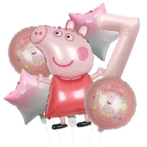 Shanghai בלון מסיבה אמיתי פפה-חזיר בלון 5 חתיכה אלומיניום נייר עבור קישוט מסיבת יום הולדת תינוק קישוט - Product Image 6