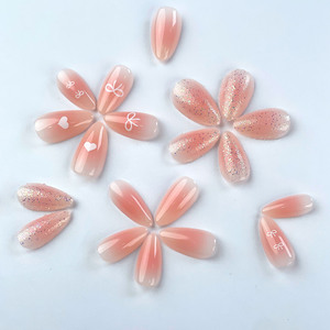 <span class=keywords><strong>Uñas</strong></span> Postizas al por Mayor, Diseño de Lujo en <span class=keywords><strong>Rosa</strong></span> Pálido Degradado con Brillantina Plateada, Forma Almendrada, <span class=keywords><strong>Uñas</strong></span> Artificiales - Product Image 4