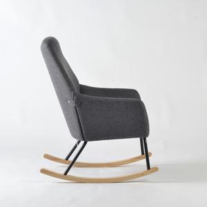 Compact Upholstered Accent <b>Rocking</b> <b>Chair</b> for Home Office & Living Room Comfortable with Solid <b>Wood</b> Base - Product Image 4