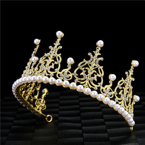 Vente flash : Grande couronne de gâteau d'anniversaire, décoration de pâtisserie, ornements, coiffe de mariée, strass, perles, couronnes, diadèmes - Product Image 3