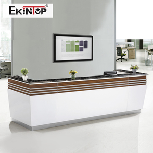 Mostrador de Recepción Moderno y Minimalista de Color Blanco, Largo, para Peluquería, de Lujo, para Boutique, Precio de Fábrica - Product Image 6