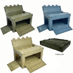 Cajas de Almacenamiento de Plástico Plegables y Apilables para Acampar al Aire Libre, con Tapa y Ruedas, Nuevas y Modernas - Product Image 1