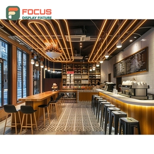 Commercial Coffee Service <b>Counter</b> Front Checkout Zone Condiment Shelf Cafe Service <b>Counter</b> - Product Image 2