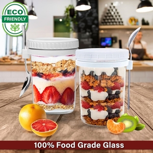 Recipientes Portátiles <span class=keywords><strong>para</strong></span> Avena Nocturna, Frascos Mason de 10 oz/300 ml, Recipientes de Vidrio <span class=keywords><strong>para</strong></span> Conservas con Tapas y Cuchara <span class=keywords><strong>para</strong></span> Desayuno y <span class=keywords><strong>Almuerzo</strong></span> - Product Image 2