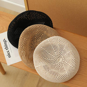 Chapeau en <span class=keywords><strong>crochet</strong></span> pour femmes Chapeaux béret de peintre élégants, creux et respirants - Product Image 1