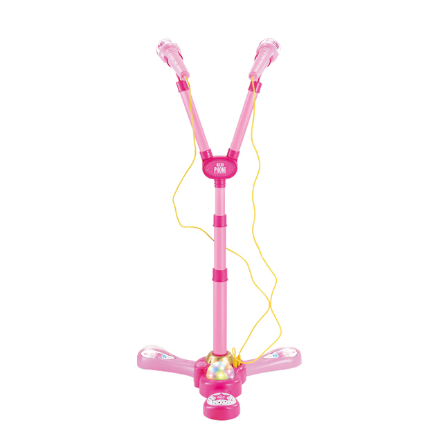 Fashional Pink Karaoke Microphone Toy with Light Kids' Cartoon Style Plastic Toy