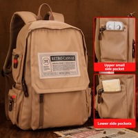 Sac à dos en toile imperméable grande capacité, style coréen, design couple, pour étudiants, école, voyage, ordinateur portable, avec fermeture éclair géométrique