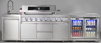 Ensemble de cuisine extérieure modulaire avec évier et réfrigérateur, barbecue à gaz pour jardin et terrasse