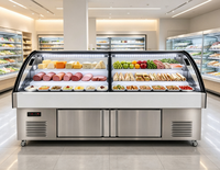 Congélateur vitrine panoramique commercial à double température, 3 niveaux, à refroidissement direct, en acier inoxydable, pour supermarchés et restaurants