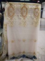 Élégant tissé respirant américain brodé fleur voilages luxe maison chambre en gros pour la maison