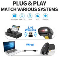 Escáner de Códigos QR Inalámbrico 2.4G GTCODESTAR, Lector de Códigos de Barras 2D USB, Escáner de Códigos de Barras 1D para Almacén