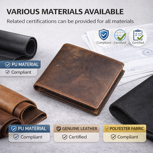 Cartera de Cuero Crazy Horse para Hombre, Diseño de Diseñador, Bloqueo RFID, Billetera Corta Minimalista de Negocios, de Lujo, con Forro de Poliéster - Product Image 3