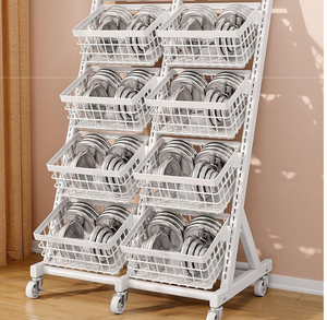 Hiện đại nhiều lớp lưới hiển thị đứng siêu thị giá cho đồ ăn nhẹ thực phẩm cửa hàng tiện lợi nhà bếp dốc Giỏ Di chuyển xe đẩy - Product Image 5