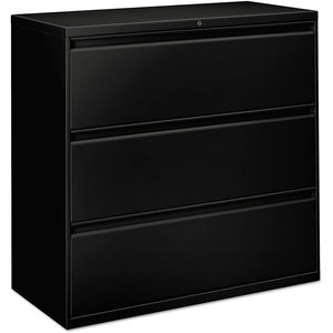 Alera 25505 Three-<b>Drawer</b> Lateral File Cabinet Black Steel Plastic Material Lockable Adjustable for Office Home <b>Workshop</b> Use - Product Image 2