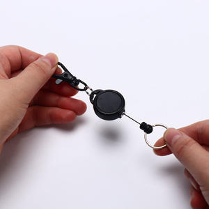 25mm Preto Fly Pesca Zinger <span class=keywords><strong>Retractor</strong></span> para Anglers Vest Pack Wire Rope Telescópica KeychainHeavy Duty Retrátil <span class=keywords><strong>Badge</strong></span> Reel - Product Image 4