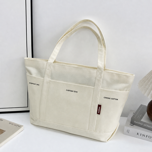 Eco-Friendly <b>Extra</b> <b>Large</b> Beach Tote Bag Long Rope Handle Custom <b>Printed</b>/Embroidery Letter Logo Shoulder Strap Canvas Tote Bag - Product Image 2