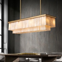 Grande suspension de luxe en albâtre restaurant bar lampe de salon lustre rond rectangulaire en marbre de haute qualité