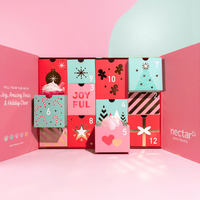 Bas prix personnalisé imprimé noël 12 jours calendrier de l'avent aimant boîte-cadeau d'emballage en papier laminé gaufré et mat
