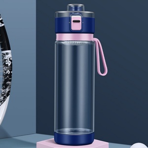Botella de Agua Deportiva Portátil de Tritán sin BPA con Tapa de un Toque y Asa Suave, Vaso de Acero Inoxidable - Product Image 2