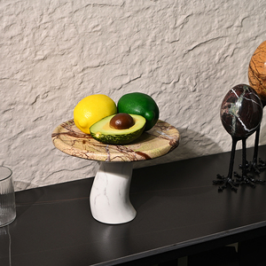 Salon hôtel Restaurant bureau blanc rond plateau de service décor à la maison plateau en marbre champignon <span class=keywords><strong>assiette</strong></span> de fruits - Product Image 1