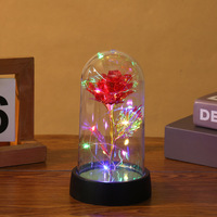 Rose artificielle LED sous cloche en verre – Cadeau idéal pour la Fête des Mères, mariages, fleur préservée, décoration intérieure
