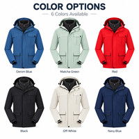 Veste technique 3-en-1 épaisse 1500g à marque privée, extensible mate 150D, imperméable avec doublure polaire, logo personnalisé OEM, tailles S-4XL