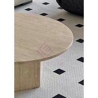 Table basse moderne en travertin rond en marbre de luxe au design personnalisé Table d'appoint pour salon Meubles en pierre naturelle par l'usine
