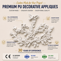 Applique décorative moderne en polyuréthane de style européen, motif floral et botanique sculpté en relief, pour meubles, portes d'armoires et murs
