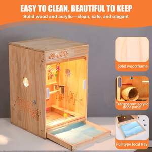 Ahşap Papağan Kafesi, LED Işıklı, Çok Katlı Kuş Yaşam Alanı, Oyuncaklar ve Çıkarılabilir Tepsi ile Küçük Kuşlar İçin - Product Image 5