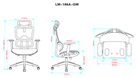 Chaise de bureau ergonomique moderne de luxe SAMDI avec massage, dossier en maille PP, soutien lombaire réglable, accoudoirs fixes, fonction d'inclinaison et de rotation