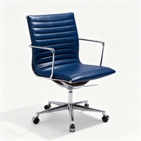 Chaise de bureau moderne en cuir PU, chaise de bureau ergonomique pivotante avec base chromée et accoudoirs, hauteur réglable, chaise de direction pour ordinateur