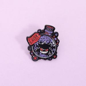 Broche en émail mignonne en forme de bouteille violette, motif Gengar fantôme de dessin animé, accessoire en métal - Product Image 4