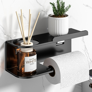Porte-papier toilette mural moderne avec étagère, acier inoxydable 304, support de rangement rectangulaire pour salle de bain, design minimaliste - Product Image 3