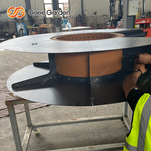 Corten Steel Smokeless Fire Pit <b>Table</b> and Chair Metal Fire Bowl with <b>BBQ</b> Grill Tray Powder Coated CE Certified - Product Image 3