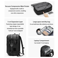 Sac à dos de voyage extensible avec pompe à vide intégrée, imperméable, pour ordinateur portable, idéal pour les voyages d'affaires et les activités de plein air