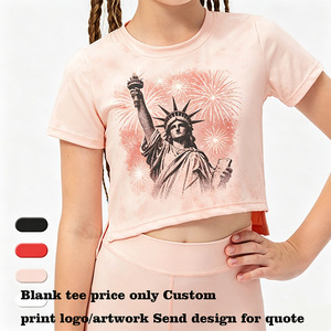 Ropa de Yoga Personalizada de 4 Colores para Niñas, Ropa Deportiva Suave al Tacto, Camiseta Deportiva de Manga Corta de Secado Rápido con Cuello Redondo - Product Image 1