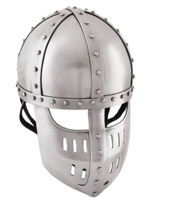 Casque médiéval haut de gamme en acier fait main avec plaque faciale, armure historique décorative avec cuir confortable - Product Image 1